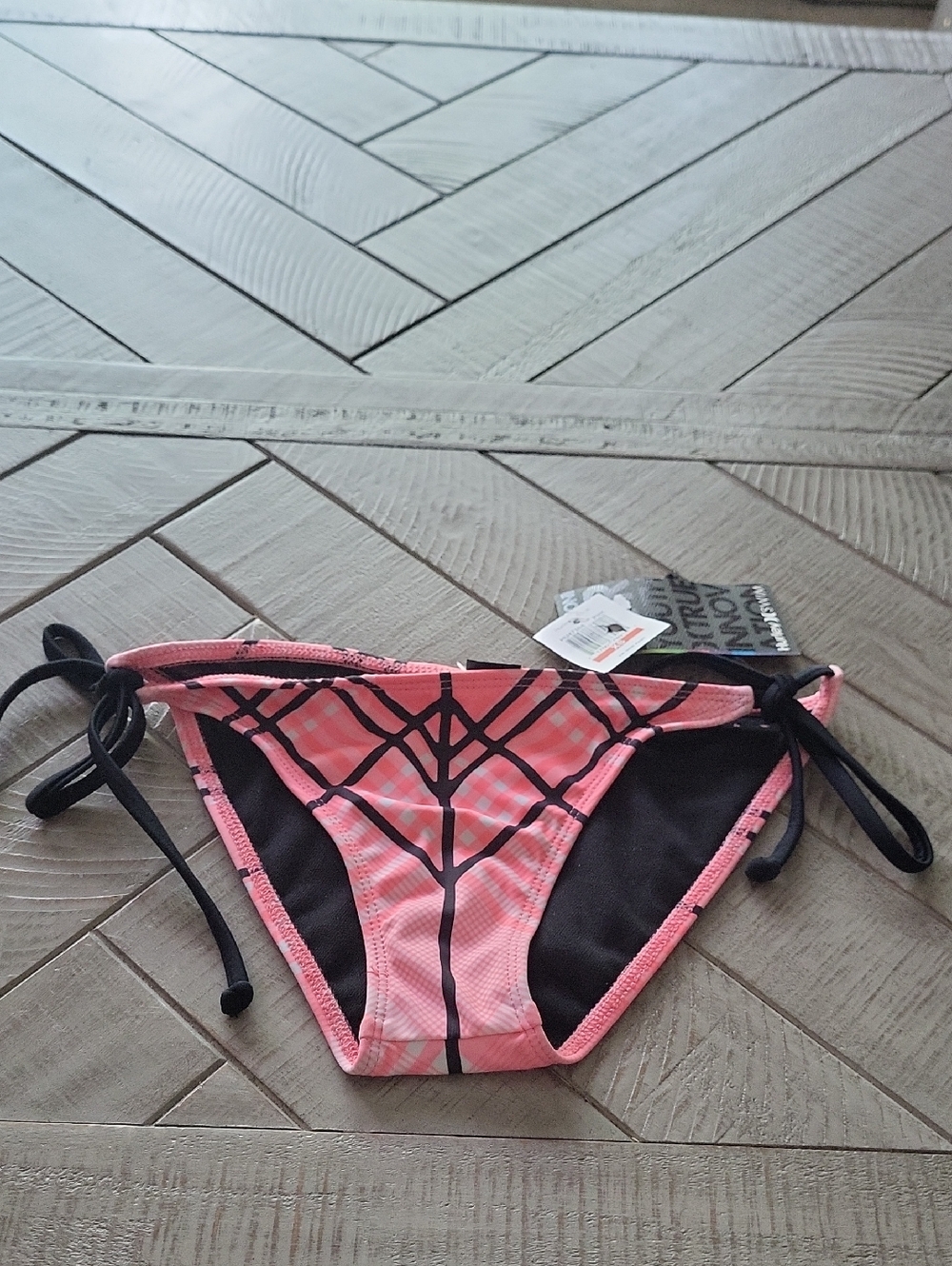 Hurley Pink & Black Geometric Bikini Bottom